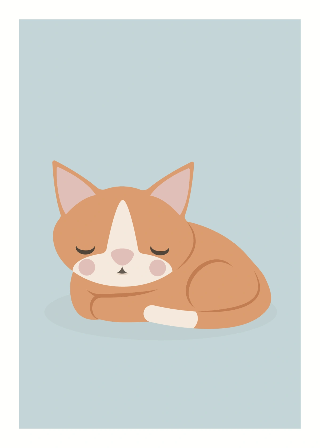 Orange katt sover