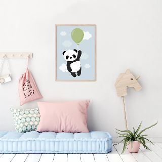 Förhandsvisning av Posters: Panda med grön ballong