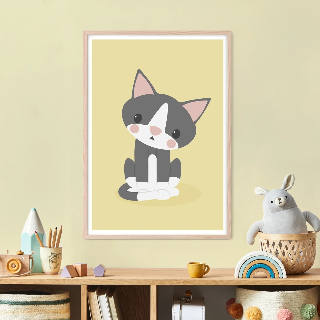 Förhandsvisning av Posters: Grå katt sitter