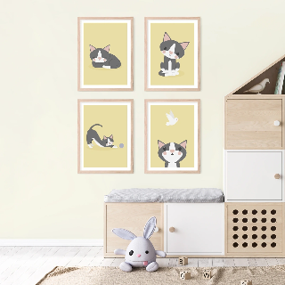 Förhandsvisning av Posters: Grå katt sitter