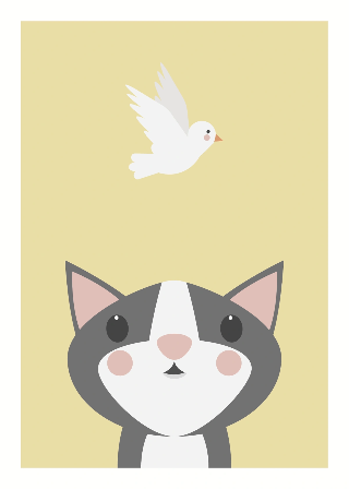Förhandsvisning av Posters: Grå katt och fåglar