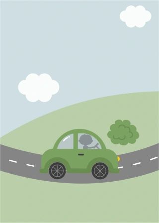 Grön bil på väg