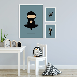 Förhandsvisning av Posters: Ninja svävande - blå