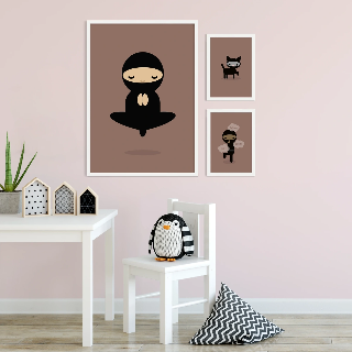 Förhandsvisning av Posters: Ninja svävande - brunrosa
