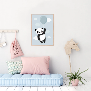 Förhandsvisning av Posters: Panda med blå ballong