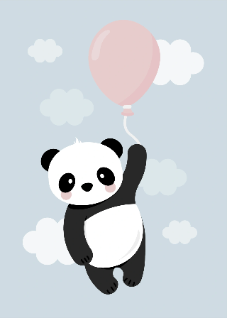 Förhandsvisning av Posters: Panda med rosa ballong