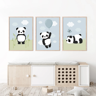 Förhandsvisning av Posters: Panda och blå fjäril