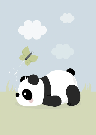 Förhandsvisning av Posters: Panda och grön fjäril